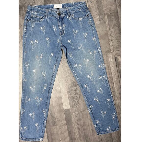 Current/Elliott Denim - Current/Elliott Floral Print Jeans Women 29 Blue Straight Leg High Rise Designer
